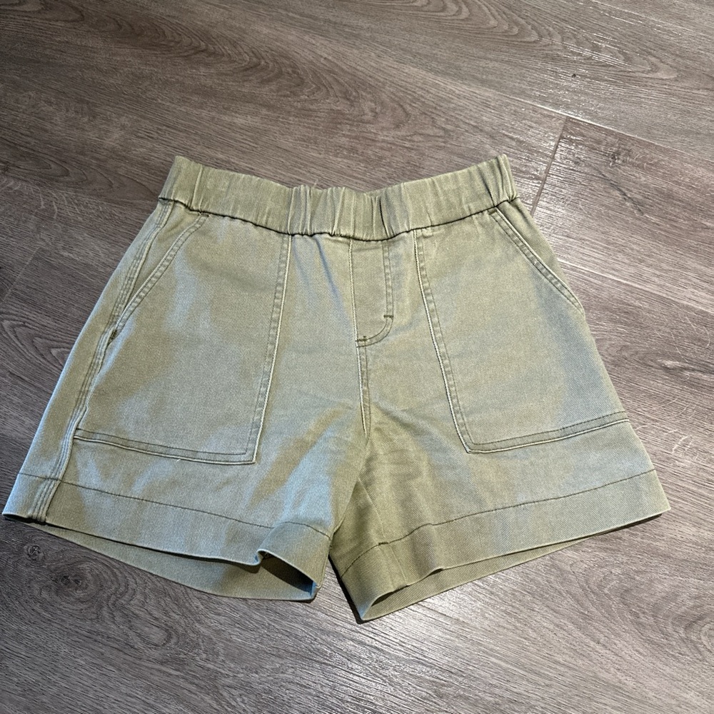 Lee Green Cargo Shorts Relaxed Fit Elastic Waist